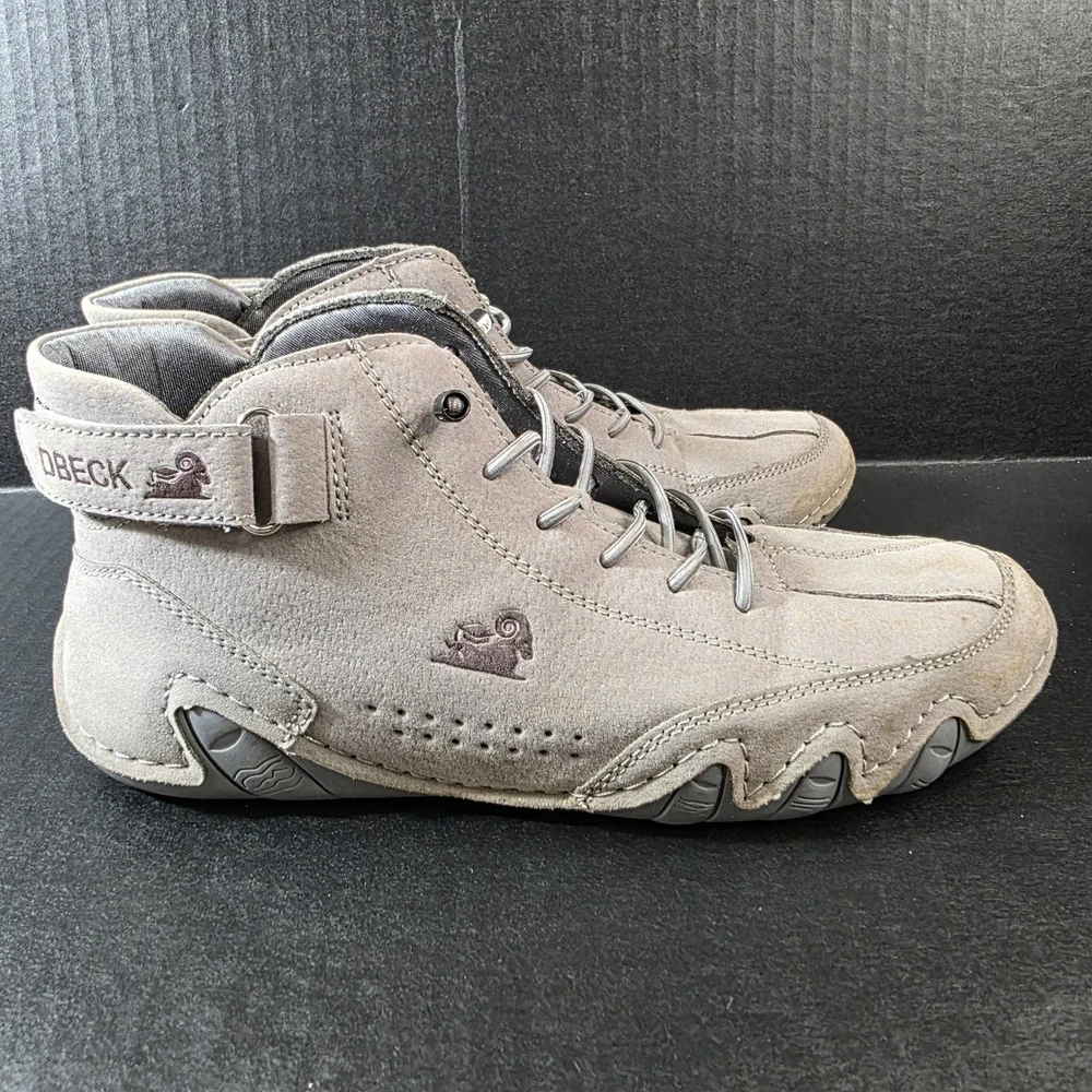 DBECK Men Grey Suede High Top Casual Shoes Sneakers Size 40